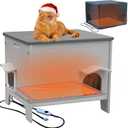 Heated Cat House for Outside with Insulated Liner,Outdoor Cat House Weatherproof,Plastic,Easy to Assemble Easy to Clean, 22"D x 28"W x 26"H