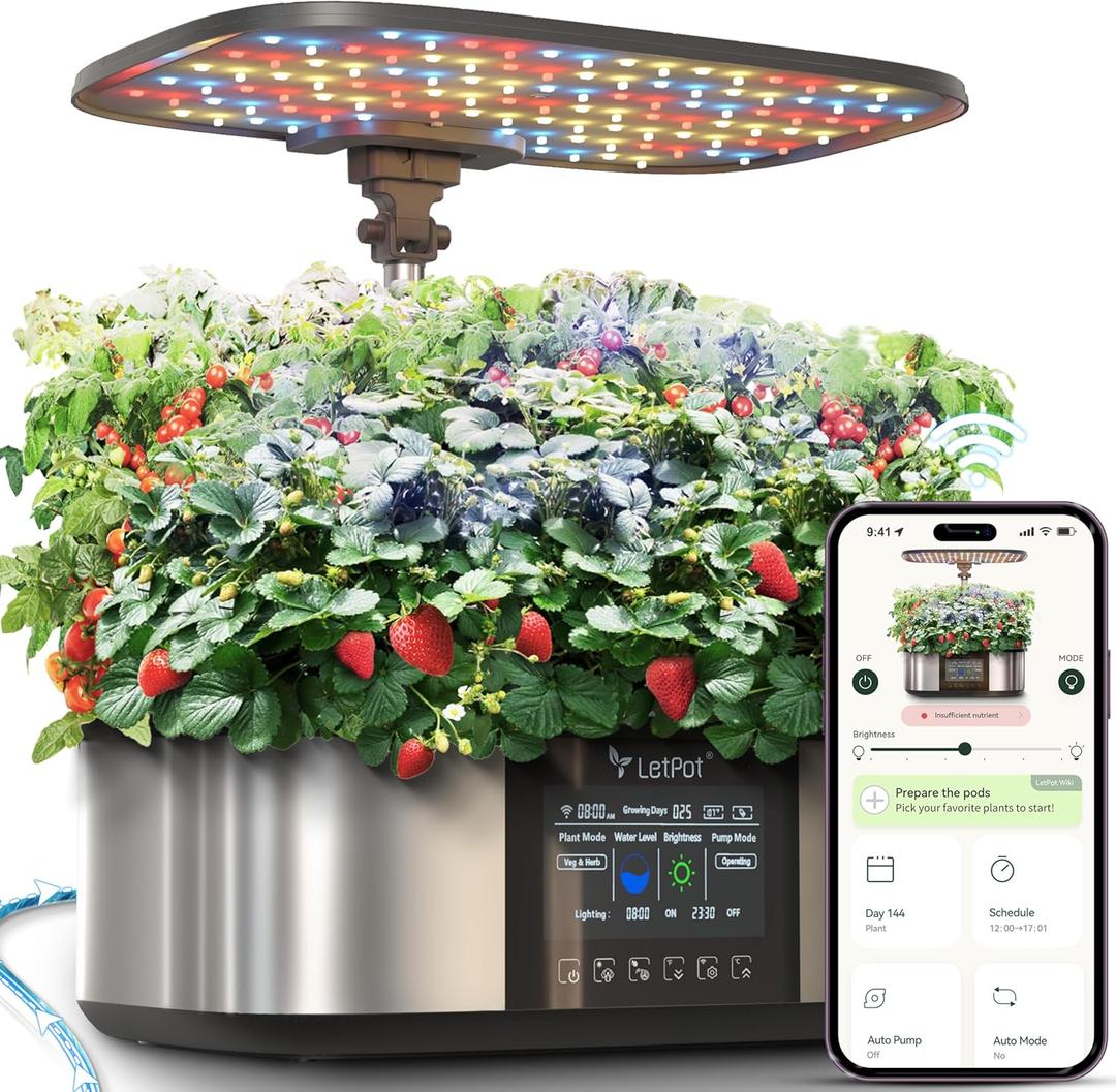 LetPot LPH-Max Hydroponics Growing System Kit, 21 Pods APP & WiFi Automatic Controlled Smart Indoor Garden with 36W LED Grow Light, Auto Drip Irrigation Kits, Self-Managed Nurturing & Watering
