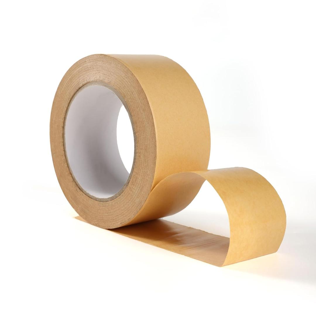 GlounX Brown Kraft Paper Packing Tape 2 Inch x 55 Yards,Waterproof Coated Strong Adhesive for Shipping,Moving,Sealing,Biodegradable Paper Packing Tape 1Roll