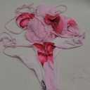 Verdusa Women's 3 Piece Floral Halter Bikini Set Colorblock Tie Back Swimsuit with Cover Up Skirt XL Pink