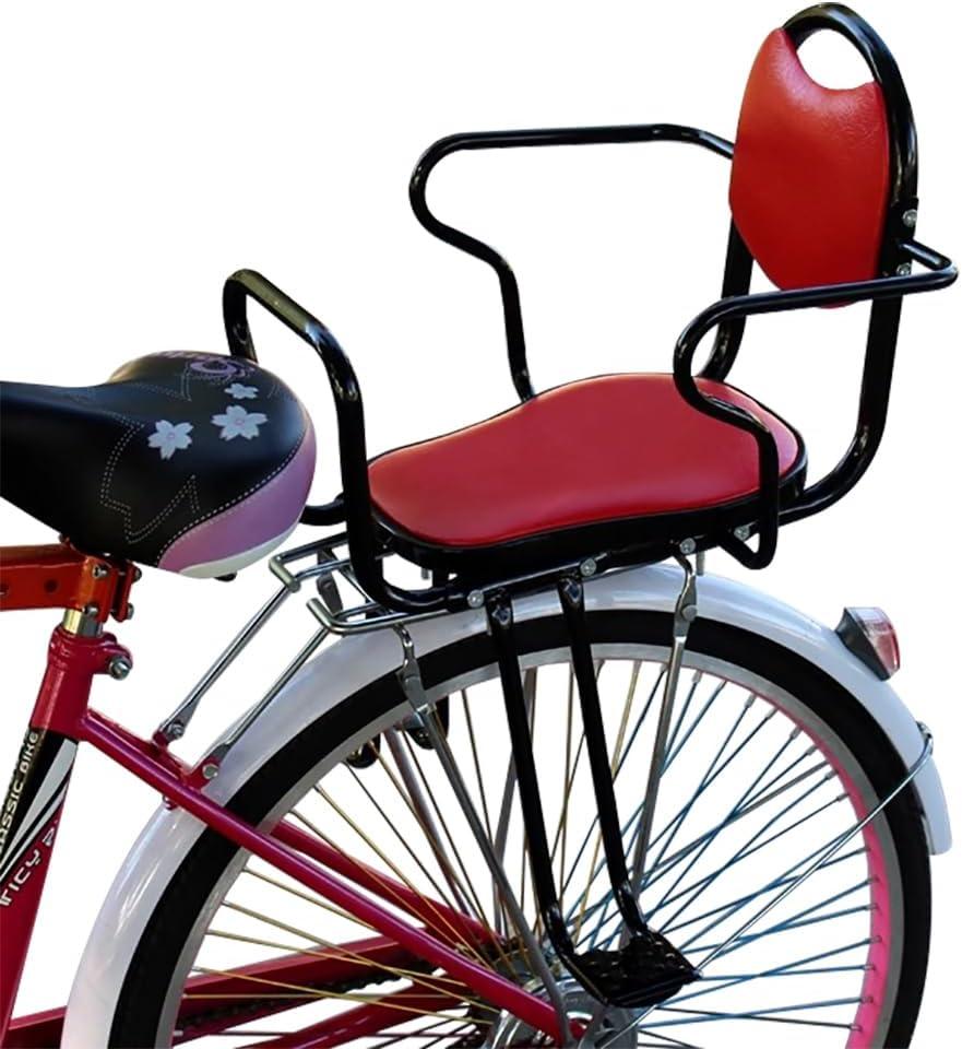 Rear Child Bike seat,Kid Rear Bike seat, Rear Mounted Bike Seat with Harness, Armrests and Pedals for Adult Bikes Ages 2 to 8 Years(Up to 110lb)