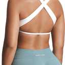 Aoxjox Women's Workout Sports Bras Square Neck Emma Cross Back Fitness Training Gym Bra Yoga Crop Tank (White, S)