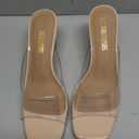 DREAM PAIRS Women's Clear Heeled Sandals Square Toe Transparent Stiletto Mules Slip on Wedding Dress Shoes (8.5)