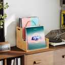 HOOBRO Vinyl Record Storage Crate, Stepped 2-Tier Record Crate, Album Storage Box, Visible Record Holder Crate with Handle, for Vinyl, Magazine, Folder, Album, Natural YL02CW01