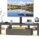 Redkey Modern TV Stand with Mount - TV Console with 2AC Outlets - Television Stands with RGB Led Light for 75 Inch TVs - Double Cabinet - 40Adjustable Amplitude - Black