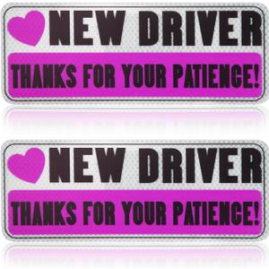 4 x 2pcs New Driver Stickers, Thanks for Your Patience Reflective New Driver Magnet Novice Driver Sign Car Decal for Novice Drivers (New Driver)