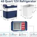 Megiu 12 Volt Refrigerator Car Fridge Portable 12V 45 Quart Freezer Compressor Cooler 12V/24V DC 110240 V AC for Truck Van RV Camper SUV and Home Use