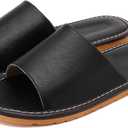 Sandals Women Men, Genuine Leather Slippers, House Slippers for Women Indoor Outdoor, Unisex Soft Flat Sandals