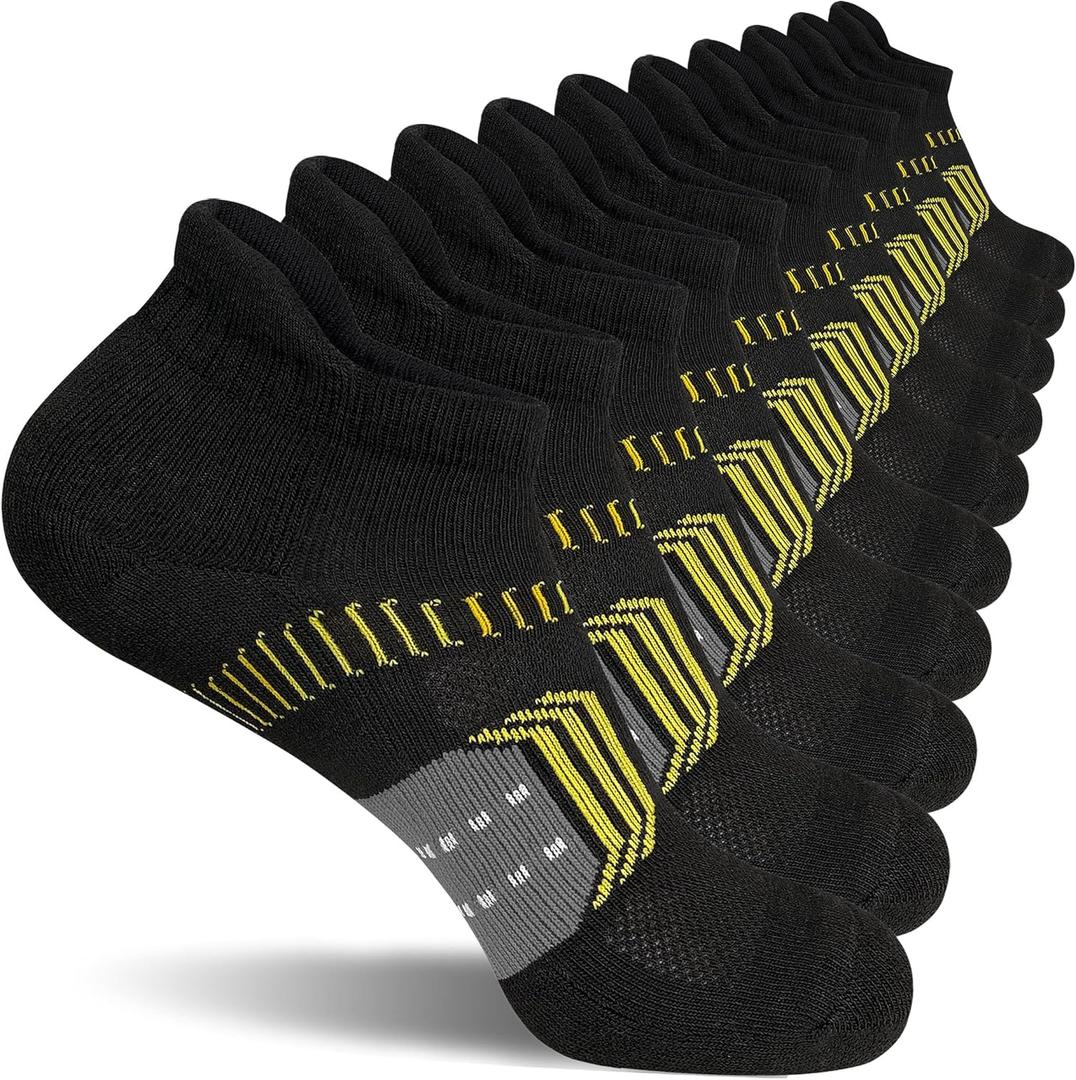 suaskk Womens Ankle Anti-Blister Soft Cushioned Running Athletic Socks Size 8-10, Black 5 Pairs