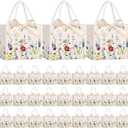 Moinchore 30 Pcs Wildflower Butterfly Paper Gift Bags Bulk 5.5 x 4.7 x 2.5 in Mini Flower Plant Favor Bags with Handles Bow Ribbon Wrap for Floral Birthday Home Wedding Bachelorette Tea Party Supplies