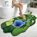 Yinhua Moss Bathroom Rugs, Ultra Thick Green Bath Mat Non Slip Washable Long Bathroom Runner Rug, Nature Absorbent Bath Mats Quick Dry Shaggy Shower Rugs for Bedroom Kids Home Decor, 21"x45"