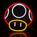 Heliwey Game LED Neon Light Sign for Game Room Decor Super Mushroom NPC Wall Decor for Bedroom, Man Cave, Party, Gaming Club Neon Wall Signs (Red)
