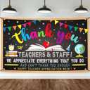 Happy Teacher Day Banner Teacher Appreciation Week Decorations Flag Outdoor 71x44 Inch School Classroom Backdrop,Thank You Teacher Gifts for Indoor Home Party Supplies,Yard Sign Photography Background