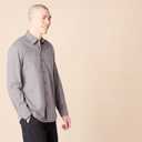 Amazon Essentials Men's Long-Sleeve Casual Poplin Shirt (Gray, L)