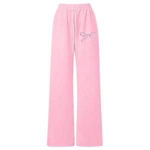 QJQ Girl's High Elastic Waist Pants Y2k Jogger Swearpants Casual Baggy Wide Leg Sweatpants Pink 2026 11Y (Pink)