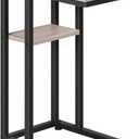 HOOBRO Foldable End Table, C Shaped Side Table with Storage Shelf, Small Snack Table Suitable for Living Room Bedroom Small Spaces, Easy Assembly, Greige and Black BG29SF01, 15.4''L x 10.2''W x 25.2''H