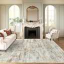 Soalmost Washable Area Rug 8x10, Large Soft Abstract Rugs for Living Room Vintage 8x10 Area Rugs for Bedroom Dining Room Non-Slip Stain Resistant Under Table Gray Rust Rug