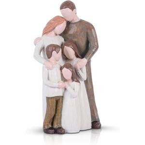 Figurines Family of 5, Father Son Mother and 2 Daughters Figurine, Sculpted Hand-Painted Resin Family Statue Sculpture, Sentimental Love Home Decor, Gift for Mothers Day, Fathers Day