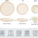 Famiware Nebula Plates and Bowls Sets for 4, 12 Pieces Stoneware Dinnerware Set, Microwave and Dishwasher Safe Dishes Set, Vanilla White with Brown Rim