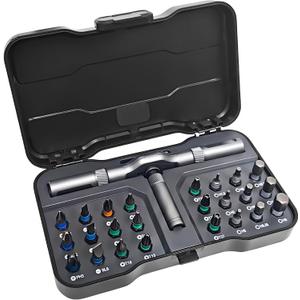 24 in 1 Magnetic Ratchet Screwdriver Set, DIY Magnetic Screwdriver Set with Detachable Handle&Multi-Bit, Portable Screwdriver Kit Precision Repair Tool for Furniture, Computer, Bicycle, Electronics