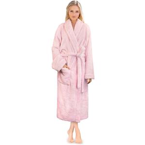 PAVILIA Premium Womens Plush Soft Robe Fluffy, Warm, Fleece Sherpa Shaggy Bathrobe (Large-X-Large, Light Pink)