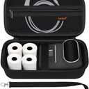 Canboc Carrying Case for Phomemo M110/ A30 Label Maker, Portable M110 Thermal Label Printer Bag with Removable Shoulder Strap, Mesh Pocket fit Printer Labels, USB Cable, Black (Case Only)