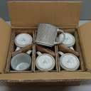 Famiware Coffee Mug Set for 6, Star 12 oz Catering Mugs Cup Set with Handle for Coffee, Tea, Cocoa, Milk - Ceramic Stoneware Drinkware Set, Smoky Blue