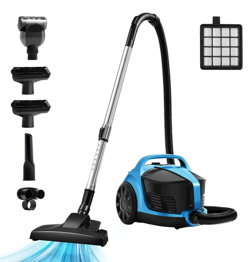 Canister Vacuum Cleaner, 30KP Bagless Vacuum Cleaner, 4.5QT Large Dust Cup, Retractable Cord, Double HEPA Filter, 6 Tools, 1600W Lightweight Canister Vacuum for Home, Pet, Hard Floors, Carpets