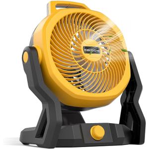 Battery Powered Fan Compatible with Dewalt 20V Max Battery, 750 CFM Cordless Jobsite Fan with AC Adapter, Brushless Motor Portable Shop Fan for Camping, Garage, Workshop, Outdoor (Tool Only)