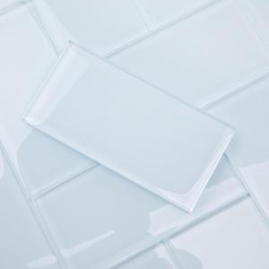 Lovdeco Ice Blue Glass Subway Tile, Light Blue Glass for Bathroom Kitchen Shower Backsplash Wall, 3 x 6 Inches, 4 Sq.Ft.