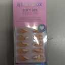 BTArtbox Press On Nails Almond - Designed White French Tip Press On Nails Short with Gold Foil, Glue On Nails for Winter Day Gifts, Stick On Nails in 16 Sizes - 30 Nail Kit, Tiny Gloden