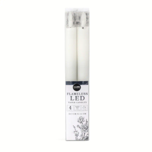 Core LED Wavy Taper Candle White 4 Pack