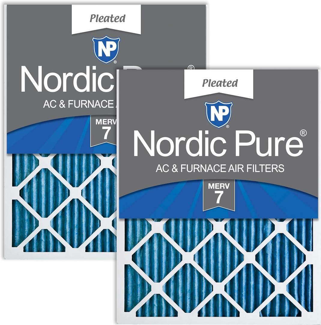 Nordic Pure 14x25x1 (Actual Size: 13 1/2 x 24 1/2 x 3/4) Pleated MERV 7 Air Filters 2 Pack
