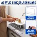 30 Inch Kitchen Sink Splash Guard, Clear Acrylic Water Barrier with 10pcs Removable Adhesive Tape, Edge Protector for Kitchen Island, Bathroom Counter, Stove Backsplash