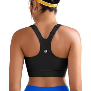 RUNNING GIRL Sports Bra for Women,Adjustable Straps Supportive High Impact Sports Bra with Sewn in Pads (XX-Large, Black)