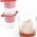 Tovolo Santa and Reindeer Ornament Ice Cube Molds for Cocktails Set of 2, Holiday Ice Ball Mold Stocking Stuffer Christmas Gifts for Men, Slow Melting Stackable Dishwasher Safe Silicone Molds