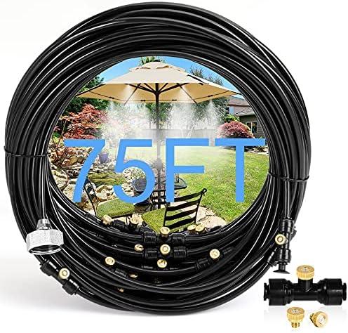 for Outside Patio - 75FT Misting Cooling System with 28 Brass Nozzles and 3/4" Adapter, 23M DIY Outdoor Misters Kit for Garden, Greenhouse, and Patio Cooling