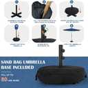 Sundale Outdoor Olefin 5-Year-Non-Fading Solar 80 LED 9 FT Solar Patio Umbrella with Sand Bag Base, Outdoor Umbrella with Tilt and Crank, Navy