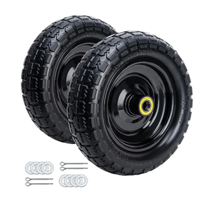 10" Solid Rubber Tires, 4.10/3.50-4 Tire and Wheel Flat Free, 2-Pack with 3/4" Bearings, 2.17"Offset Hub for GOR Garden Cart, Wheelbarrow, Trolleys, Hand Trucks & Yard Trailers