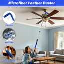 30T Reach Duster Kits, Window Cleaning kit with 5-24FT Telescoping Extension Pole, Cobweb Duster, Washable Fan Duster for Ceiling, Window Squeegee for Glass and Microfiber Feather Duster