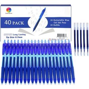 ChicRosa 40 Pack Blue Gel Pens, Retractable Medium Point Gel Ink Pens Smooth Writing for School Office Home, Comfort Grip(20 Pens with 20 Refills) (Blue) (Blue)