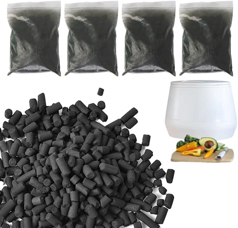 4-Pack (2 Pounds) Odor Absorbing Filter Refills for Lomi Kitchen Composter, Replacement Activated Charcoal Filters, Compatible with Lomi Electric Countertop Compost Bin Charcoal Refill