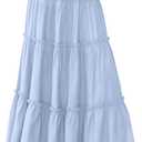 PRETTYGARDEN Boho Maxi Skirts for Women Trendy Summer 2026 Spring Long Flowy A Line Tiered Skirt Beach Vacation Clothes Dress (Blue, L)