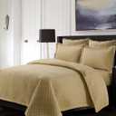 Tribeca Living Brisbane Oversized King Quilt Bedding Set, Solid 3-Piece Quilted Bedspread Coverlet with Matching Pillow Shams, Super Soft, Fade and Wrinkle Resistant Quilts, Cashmere