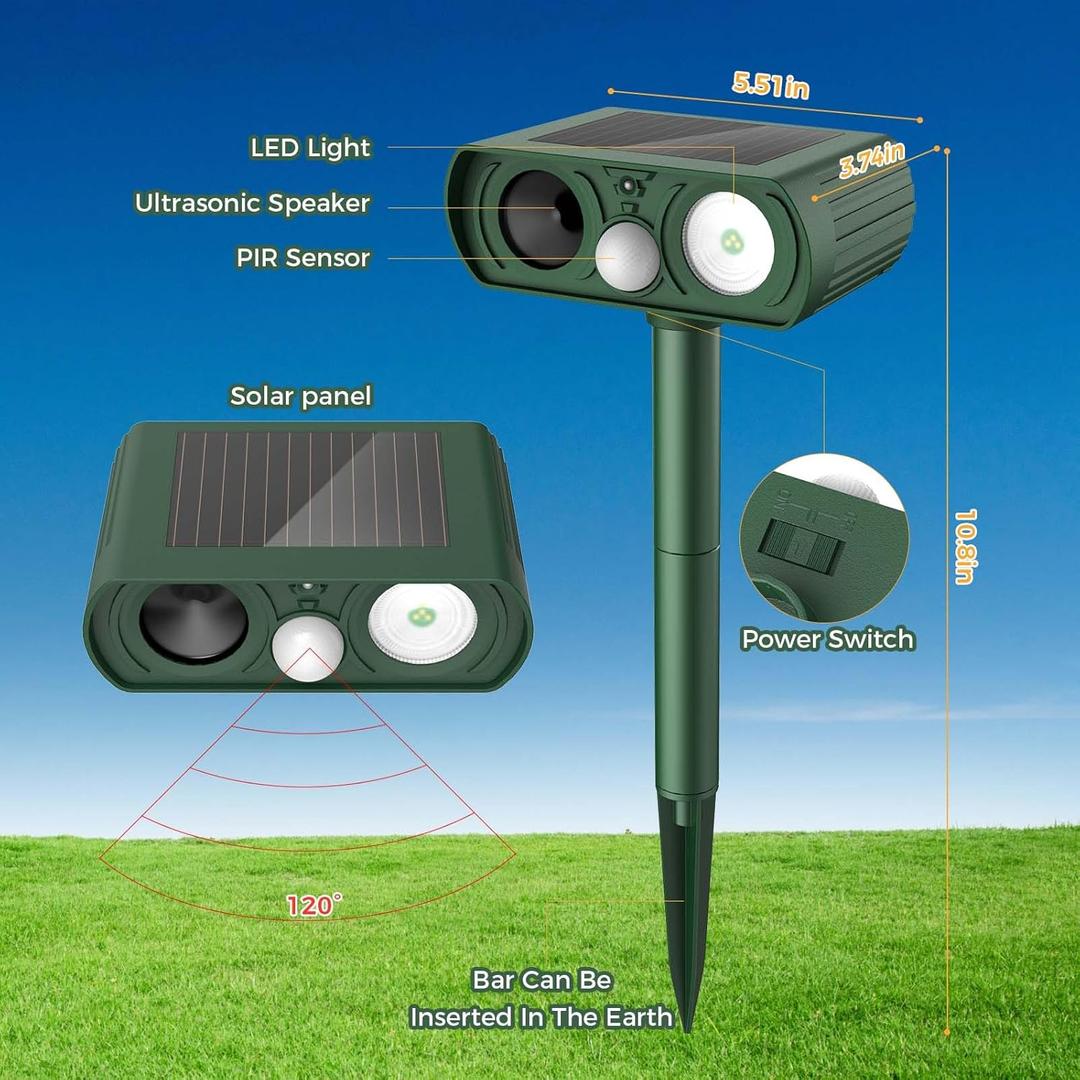 Deer Repellent Device Outdoor,Animal Repellent Squirrel Deterrent