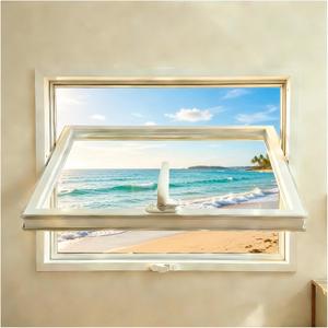 360-Degree Rotating Window – Tempered Glass Casement Window with Metal Frame, Easy-Cleaning Ventilation Design for Home, Bathroom, Basement, Garage & Office (White, 28 * 24in)