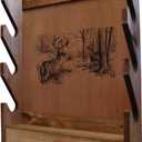 Four-Gun Fully Assembled Wall Mount Wooden Gun Display Rack with Cabinet Storage Compartment for Accessories - Deer Print