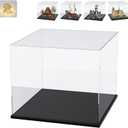 Thickened Clear Acrylic Display Case for Lego 60419 31109 21061 21338 76435 76294, Transparent Box Large Dustproof Protection with Wood-Plastic Base & String Light, Black Inside 19.7x11.8x15.7inch (19.7 x 11.8 x15.7 inch Internal)