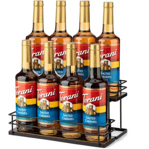 Coffee Syrup Organizer rack, 2 Tier Syrup Holder(8 Bottle Capacity) for coffee bar syrup storage,kitchen condiment organization and wine display