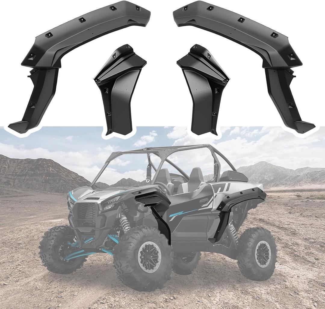 XXL Fender Flares for Kawasaki Teryx KRX 1000, HDPE Heavy-Duty Extended Front & Rear Mud Flaps Mud Guards Extension for Kawasaki Teryx KRX 1000 2020-2025 Accessories(Replace #99994-1324)